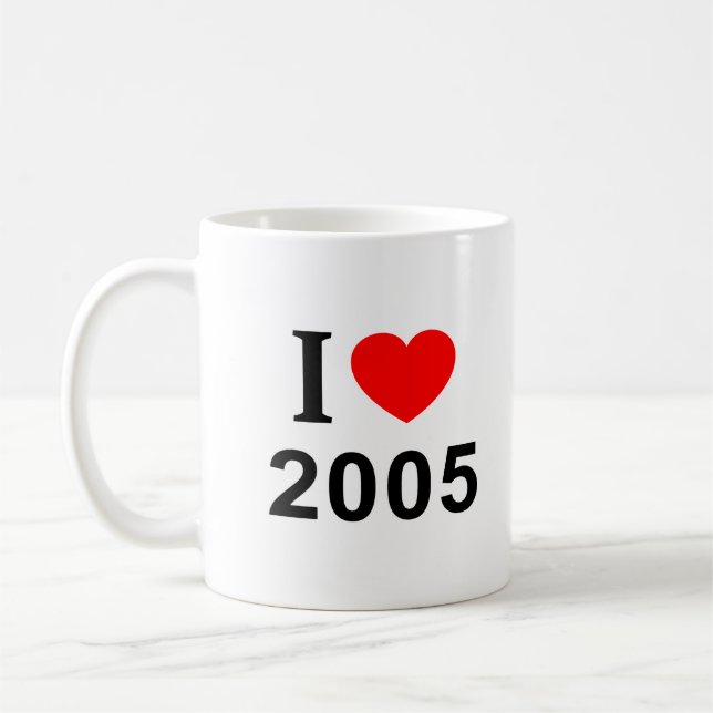 Jag ❤️ 2005 Jag ÄLSKAR 2005 Jag HJÄRTAR 2005 Kaffemugg (Vänster)
