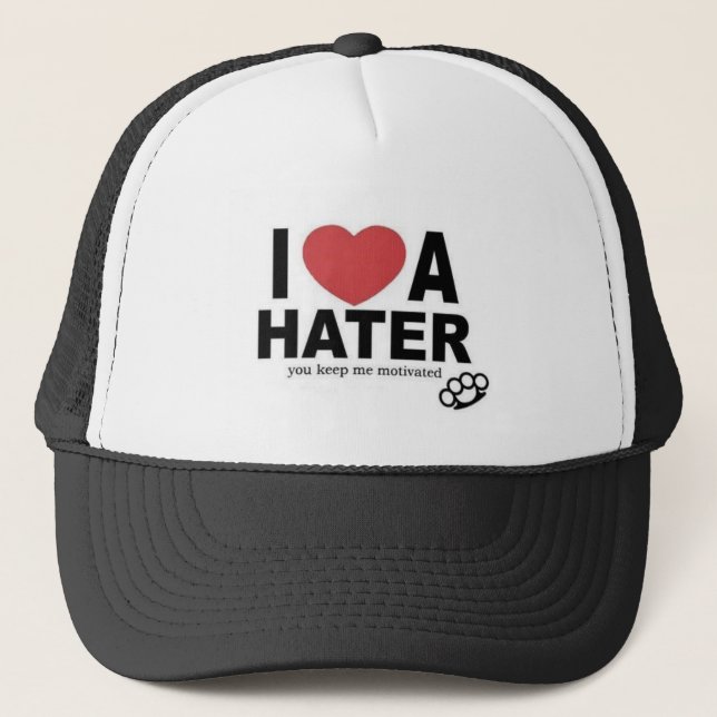 Jag <3 en HATER, dig håller mig motiverade Truckerkeps (Framsida)