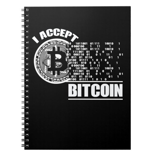 Jag accepterar Bitcoin Crypto Anteckningsbok (Framsidan)