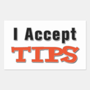 Jag accepterar tipsstämpel rektangulärt klistermärke