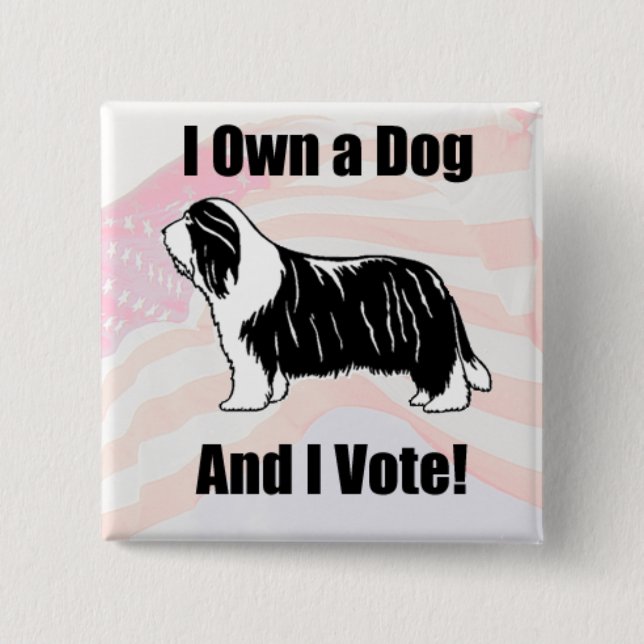 jag äger en Beardie kvadrerar knäppas Knapp (Framsida)