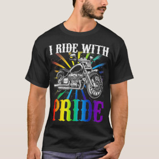 Jag åker med pride biker Rinbow motorcykel lov T Shirt