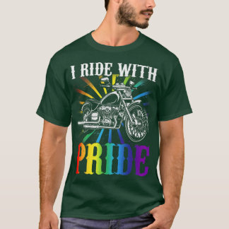 Jag åker med pride, gay biker, regnbåge motorcykel t shirt
