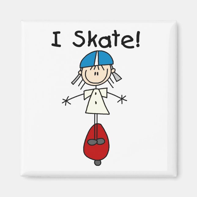 Jag åker skate stickfigurer Magnet (Framsidan)