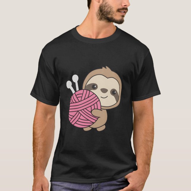 Jag åker till Sticka Sloth med ylle T Shirt (Framsida)