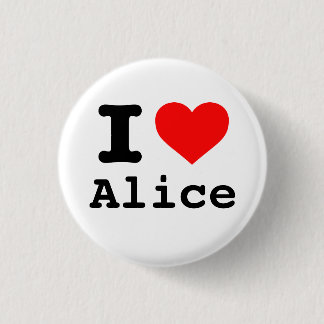 "Jag ❤️ Alice" (Jag älskar Alice) Knapp