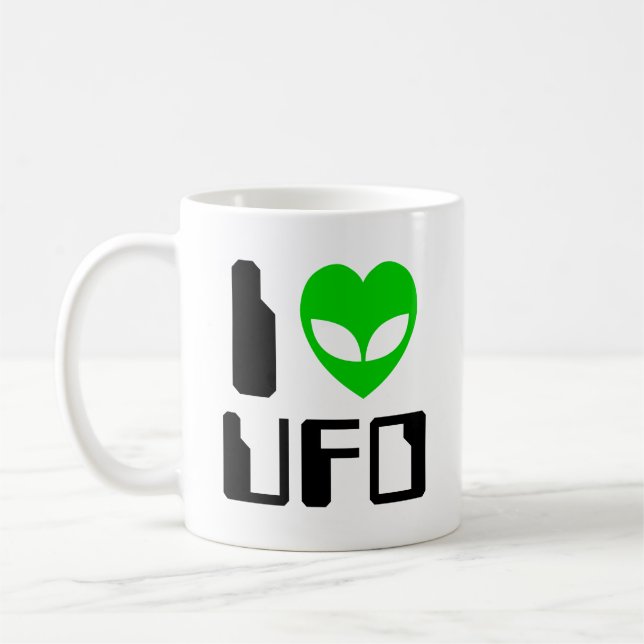Jag Alien Heart UFO-kaffe Mugg (Vänster)