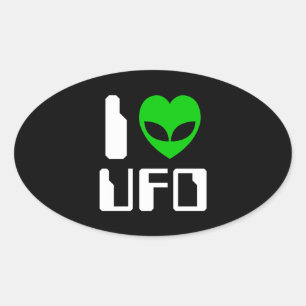 Jag Alien Heart UFO Ovalt Klistermärke