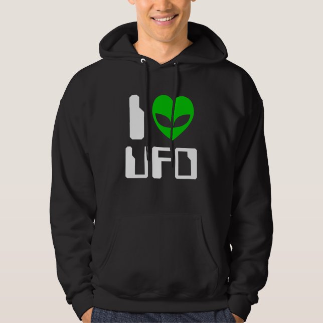 Jag Alien Heart UFO Tröja Med Luva (Framsida)