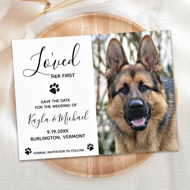 Jag älskade henne först - Elegant Modern Hund Bröl Meddelande Vykort (Skapare uppladdad)