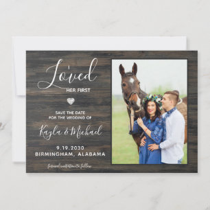 Jag älskade hennes första Rustic Pet Photo Horse B Spara Datumet