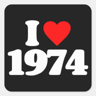JAG ÄLSKAR 1974 FYRKANTIGT KLISTERMÄRKE