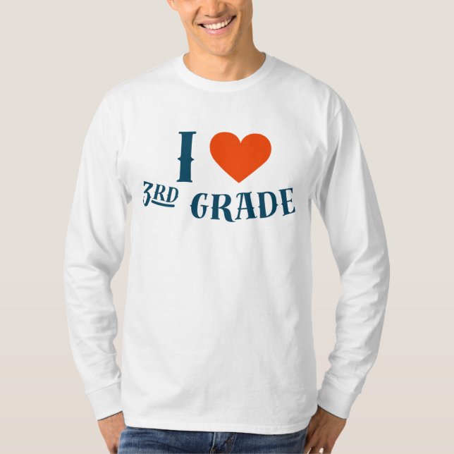 Jag älskar 3rd grafiska   klasshjärta skolar t shirt (Framsida)