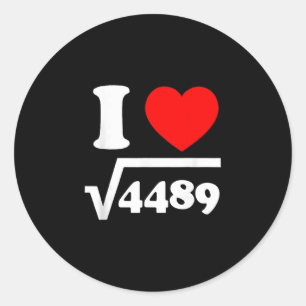 Jag älskar 67 I Heart 67 Kvadratrot 4489 Slang Mat Runt Klistermärke