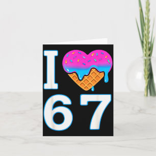 Jag älskar 67 Meme Heart 6 7 Merch Stuff Six Seven Kort