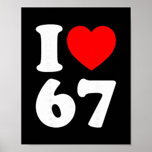 Jag älskar 67 rolig jag hjärta 67 födelsedag för m poster