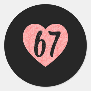Jag älskar 67 rolig jag hjärta 67 födelsedag för m runt klistermärke