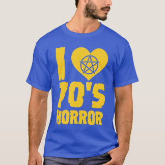 Jag älskar 70-talets skräck hjärta pentagram läski t shirt