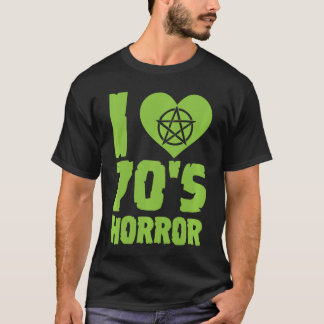 Jag älskar 70-talets skräck hjärta pentagram rolig t shirt