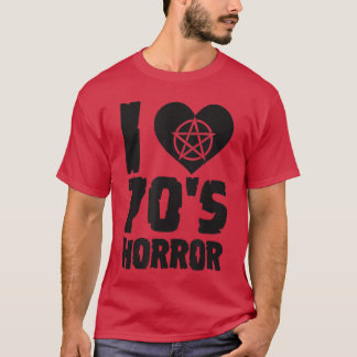 Jag älskar 70-talets skräck hjärta pentagram rolig t shirt