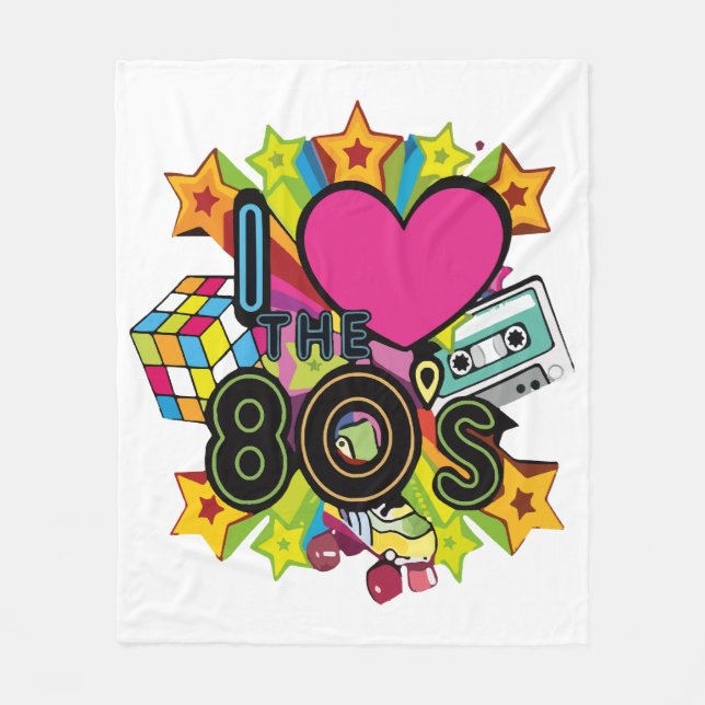 jag älskar 80-talet fleecefilt (Framsidan)
