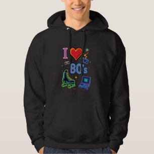 Jag älskar 80-talets Retro Nostalgiska Firande Kla Hoodie