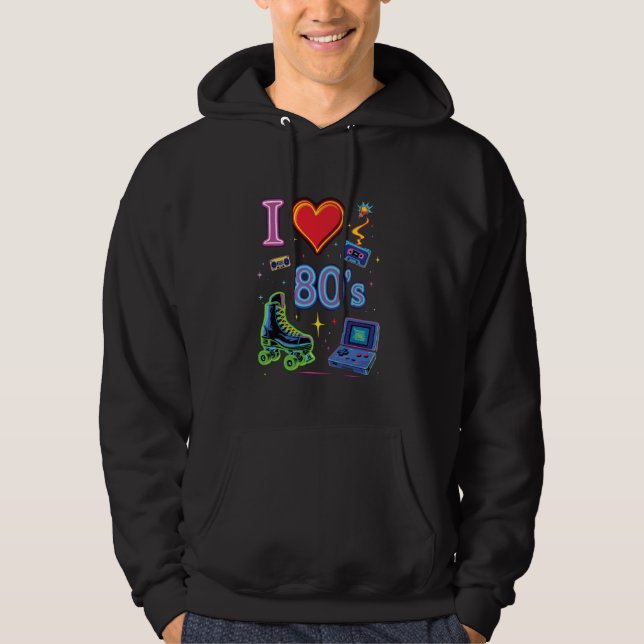 Jag älskar 80-talets Retro Nostalgiska Firande Kla Hoodie (Framsida)
