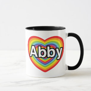 Jag älskar Abby, regnbågehjärta Mugg