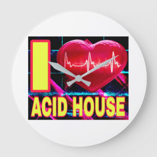 JAG ÄLSKAR ACID HOUSE GULA TECKENSNITT STOR KLOCKA