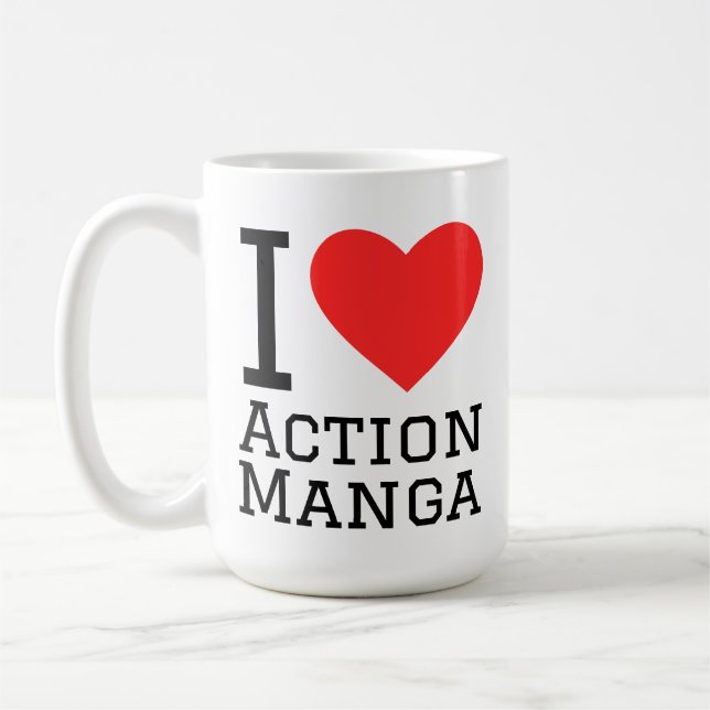 Jag älskar action manga  kaffemugg (Vänster)