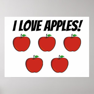Jag älskar affischen för äpplen (äpple 5) poster