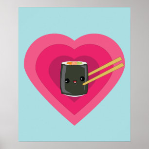 Jag älskar affischen för rulle för SushiKawaii Poster