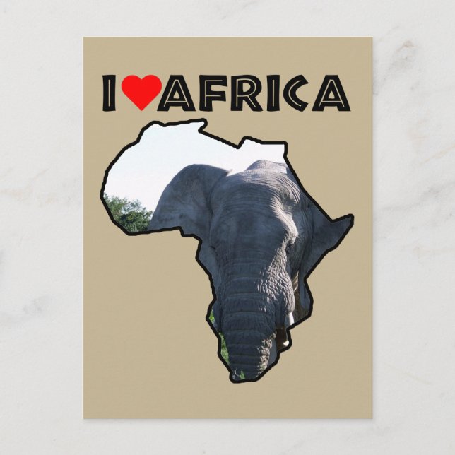 Jag älskar Afrika Elephant Öron vykort (Framsida)