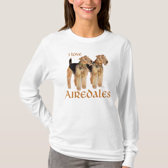 Jag älskar airedalerterrier t-shirt (Framsida)