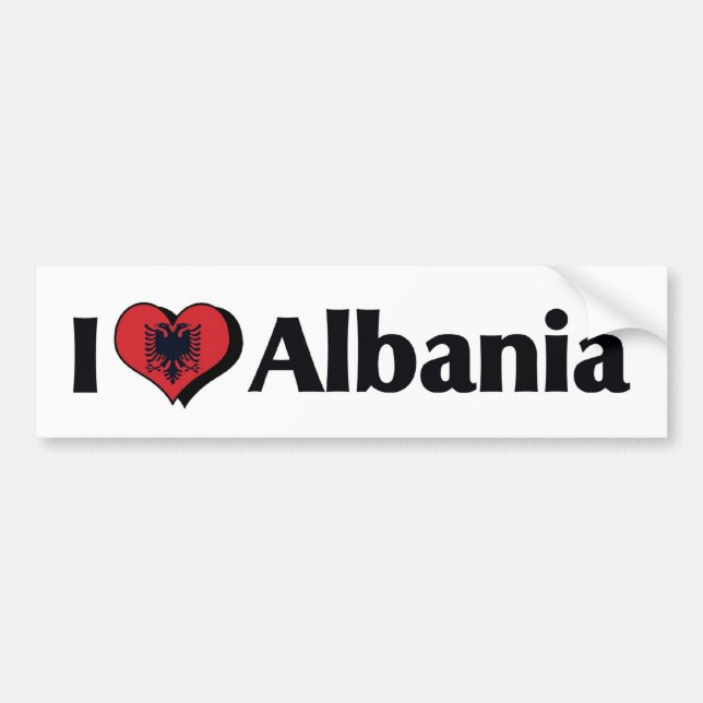 Jag älskar Albaniens flagga Bildekal (Framsidan)