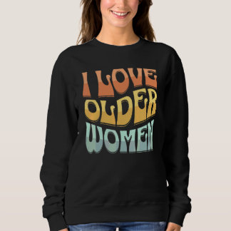 Jag älskar äldre kvinnor hjärta heta mammor groovy t shirt