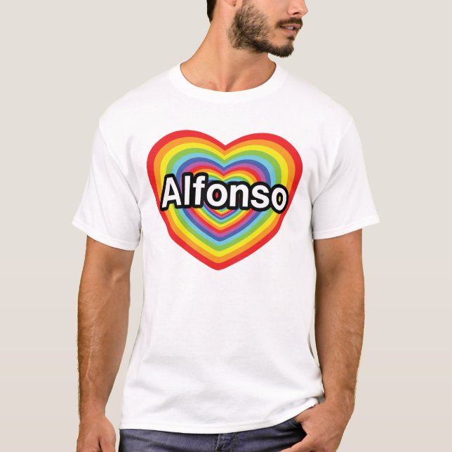 Jag älskar Alfonso, regnbågehjärta T-shirt (Framsida)