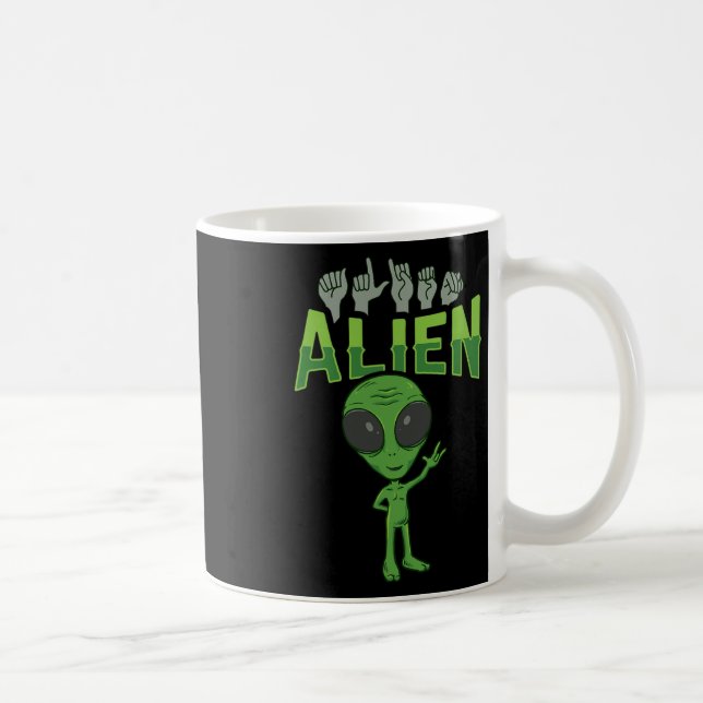 Jag älskar Alien ASL Handgest Deaf Hörselnedsättni Kaffemugg (Höger)