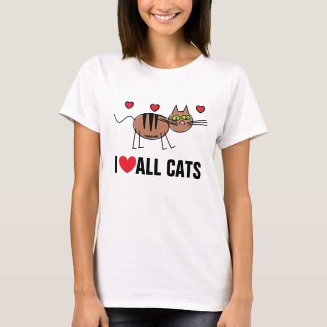 Jag älskar alla katter T-shirt (Framsida)
