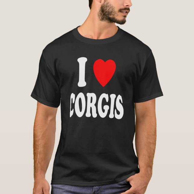 Jag älskar (älskar) Corgis Hundar Valp T Shirt (Framsida)