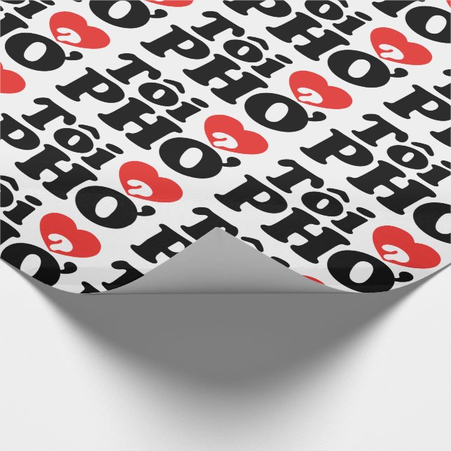 Jag älskar (älskar) Pho (Tôi ❤ PHỞ) Vietnamesiska Presentpapper (Hörn)