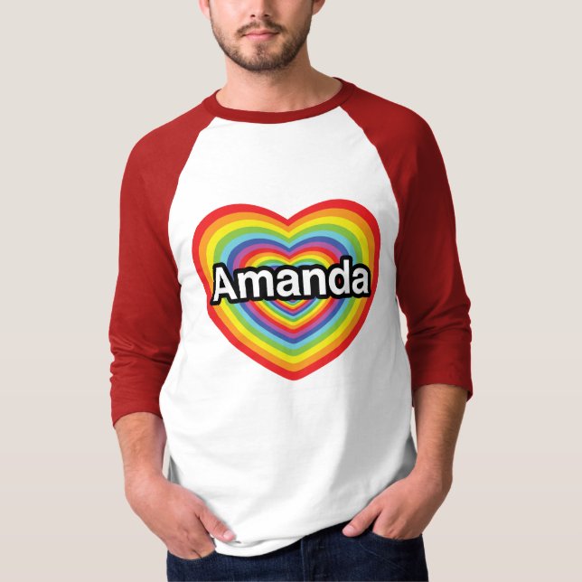 Jag älskar Amanda, regnbågehjärta Tee Shirt (Framsida)