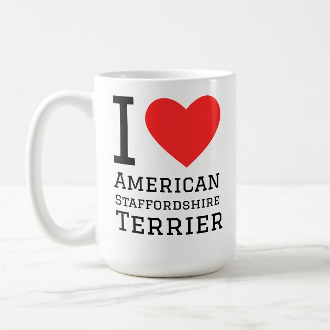 Jag älskar American Staffordshire terrier Kaffemugg (Vänster)