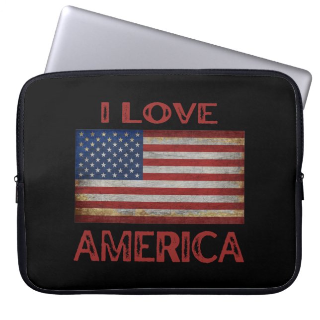 JAG ÄLSKAR AMERIKA, AMERIKANSK FLAGG LAPTOP FODRAL (Framsidan)
