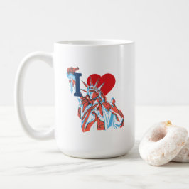 Jag älskar Amerika Frihetsgudinnan Fjärde juli Kaffemugg