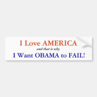 Jag älskar Amerika: Jag vill att Obama ska misslyc Bildekal