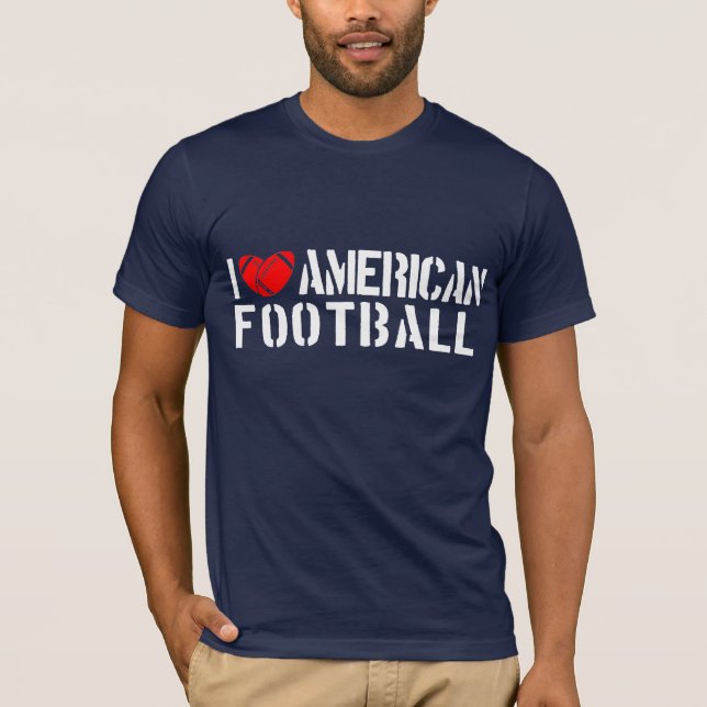 Jag älskar amerikanfotboll t-shirt (Framsida)