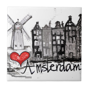 Jag älskar Amsterdam Kakelplatta