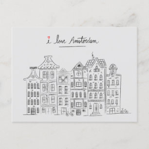 Jag älskar Amsterdam Resa Nederländerna Meddelande Vykort