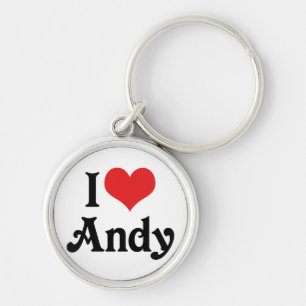 Jag älskar Andy Rund Silverfärgad Nyckelring